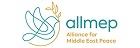 ALLMEP logo featuring an abstract dove holding an olive branch, with the text “allmep Alliance for Middle East Peace.”