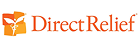 Direct Relief logo with orange text and abstract leaf symbol