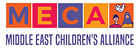 MECA Middle East Children’s Alliance logo with colorful letters and illustrations of two children and a dove.